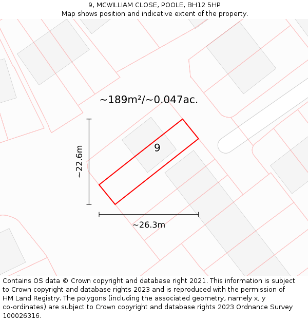 9, MCWILLIAM CLOSE, POOLE, BH12 5HP: Plot and title map