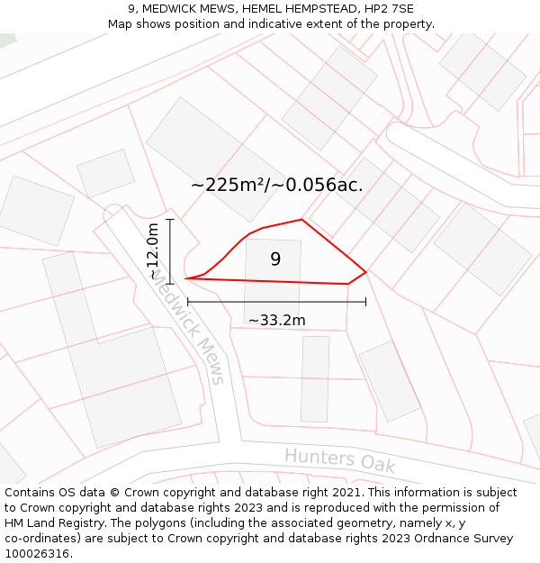 9, MEDWICK MEWS, HEMEL HEMPSTEAD, HP2 7SE: Plot and title map