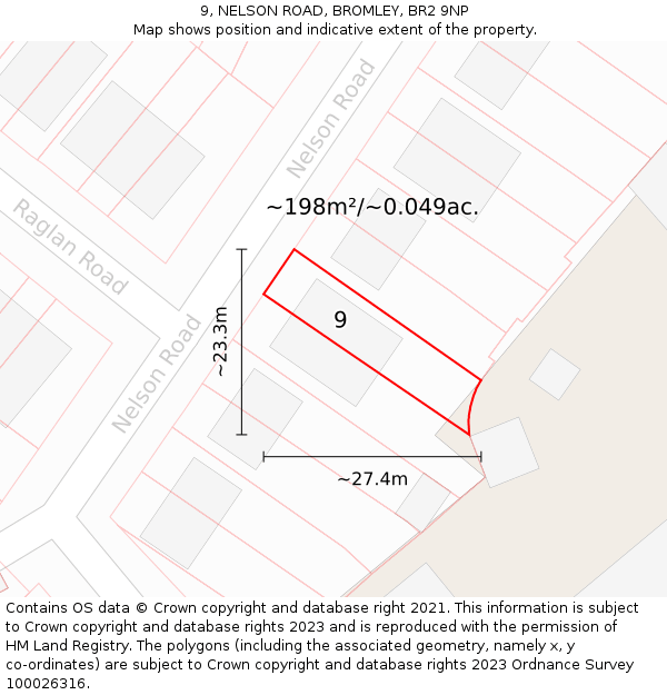 9, NELSON ROAD, BROMLEY, BR2 9NP: Plot and title map