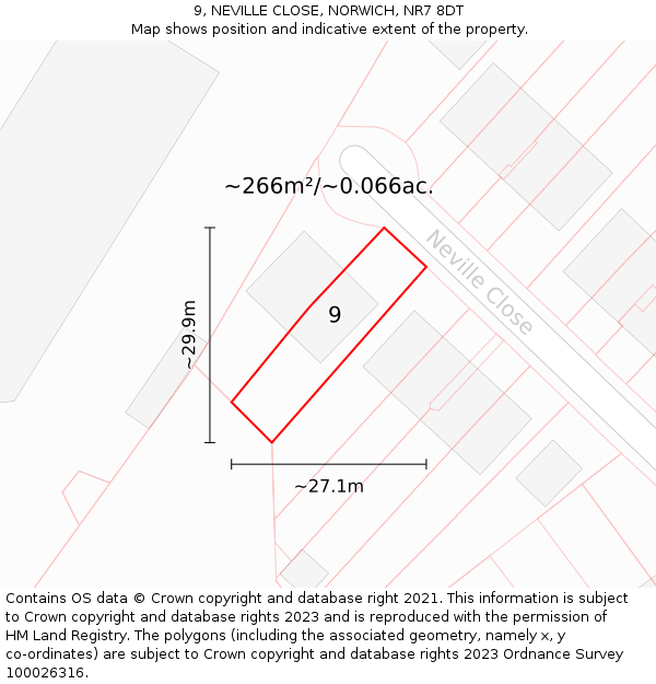 9, NEVILLE CLOSE, NORWICH, NR7 8DT: Plot and title map