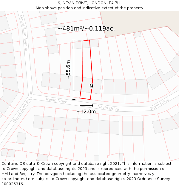 9, NEVIN DRIVE, LONDON, E4 7LL: Plot and title map