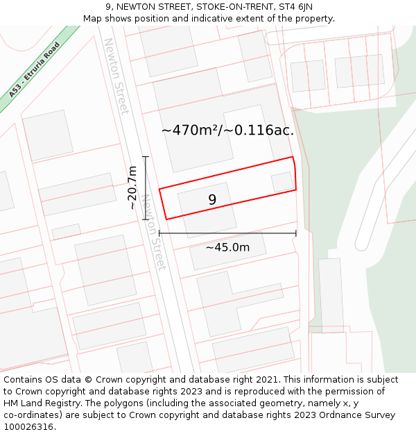 9, NEWTON STREET, STOKE-ON-TRENT, ST4 6JN: Plot and title map