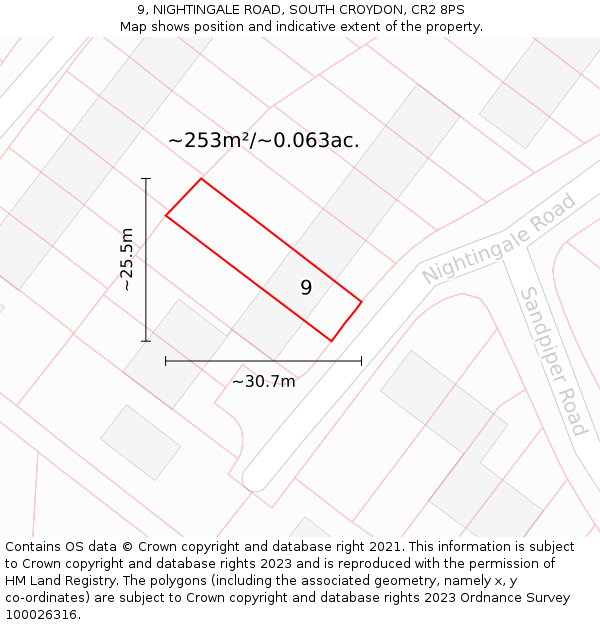 9, NIGHTINGALE ROAD, SOUTH CROYDON, CR2 8PS: Plot and title map
