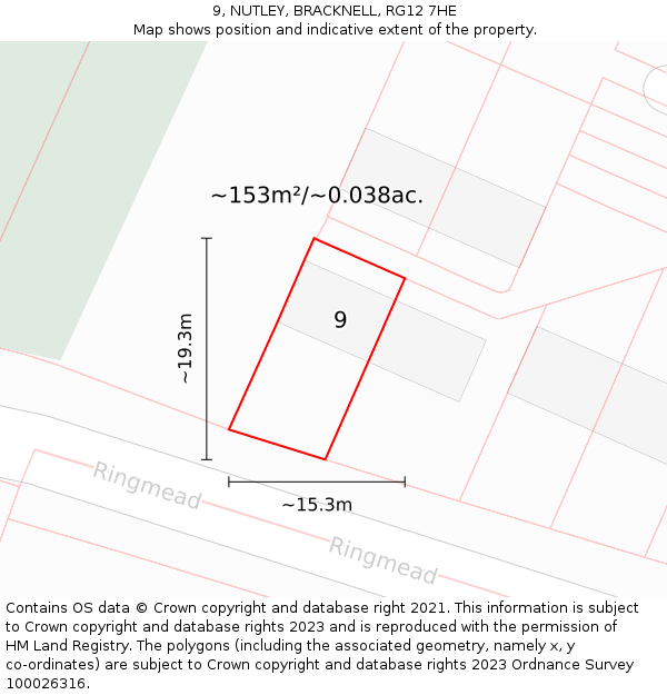 9, NUTLEY, BRACKNELL, RG12 7HE: Plot and title map