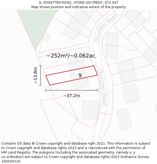 9, ONSETTER ROAD, STOKE-ON-TRENT, ST2 0ST: Plot and title map