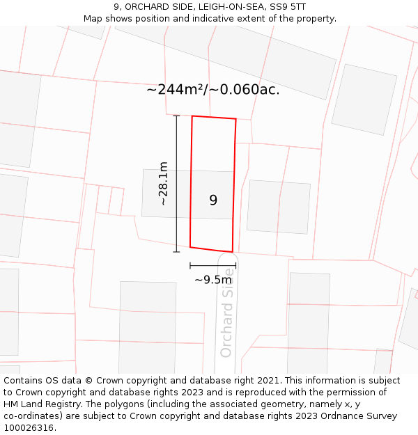 9, ORCHARD SIDE, LEIGH-ON-SEA, SS9 5TT: Plot and title map
