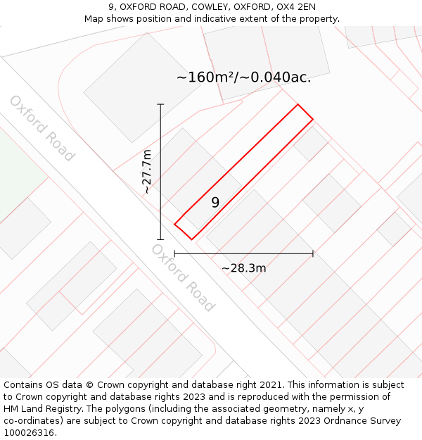 9, OXFORD ROAD, COWLEY, OXFORD, OX4 2EN: Plot and title map