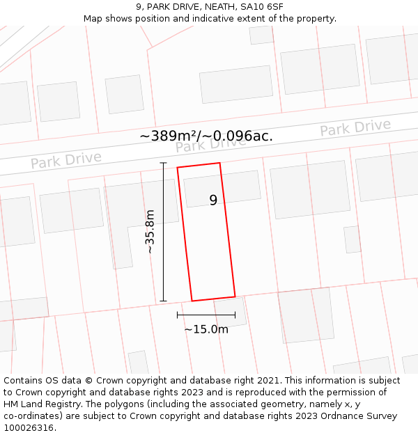 9, PARK DRIVE, NEATH, SA10 6SF: Plot and title map