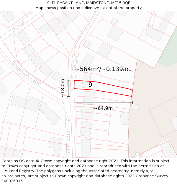 9, PHEASANT LANE, MAIDSTONE, ME15 9QR: Plot and title map