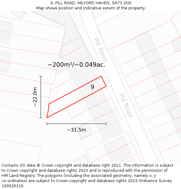 9, PILL ROAD, MILFORD HAVEN, SA73 2NS: Plot and title map