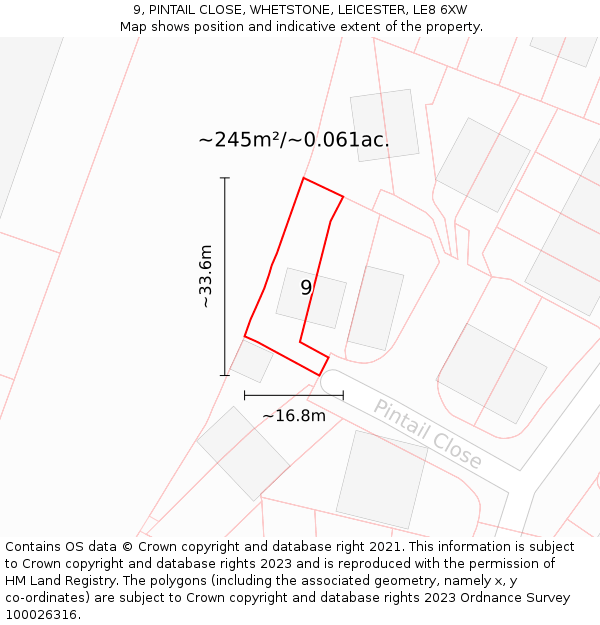 9, PINTAIL CLOSE, WHETSTONE, LEICESTER, LE8 6XW: Plot and title map