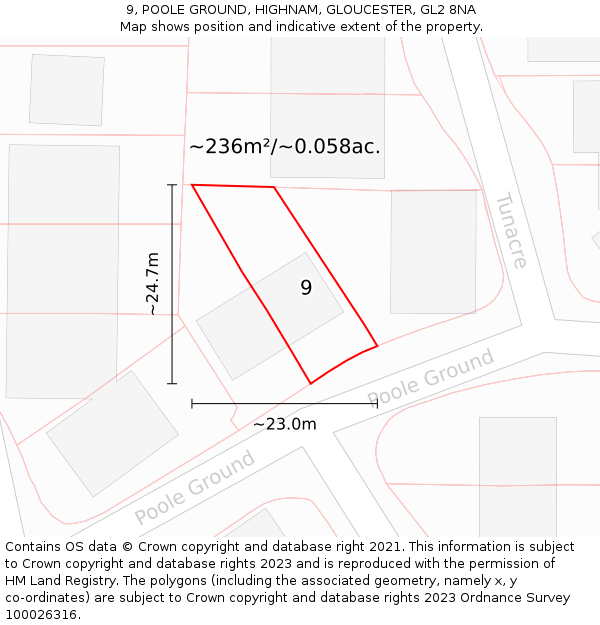 9, POOLE GROUND, HIGHNAM, GLOUCESTER, GL2 8NA: Plot and title map