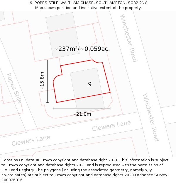 9, POPES STILE, WALTHAM CHASE, SOUTHAMPTON, SO32 2NY: Plot and title map
