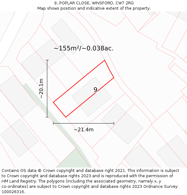 9, POPLAR CLOSE, WINSFORD, CW7 2RG: Plot and title map