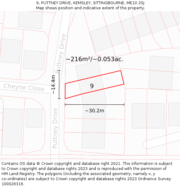 9, PUTTNEY DRIVE, KEMSLEY, SITTINGBOURNE, ME10 2SJ: Plot and title map