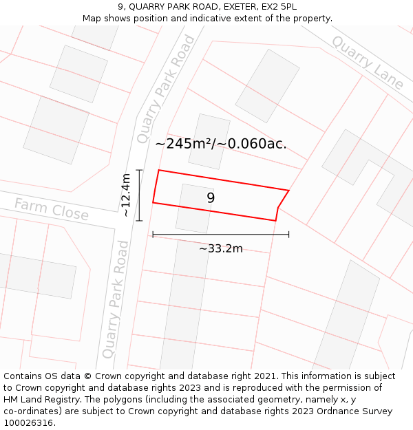 9, QUARRY PARK ROAD, EXETER, EX2 5PL: Plot and title map