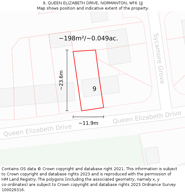9, QUEEN ELIZABETH DRIVE, NORMANTON, WF6 1JJ: Plot and title map