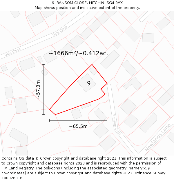 9, RANSOM CLOSE, HITCHIN, SG4 9AX: Plot and title map