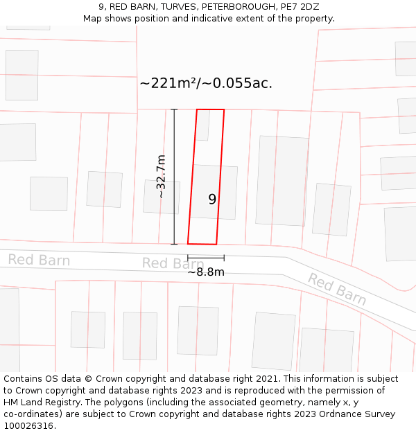 9, RED BARN, TURVES, PETERBOROUGH, PE7 2DZ: Plot and title map