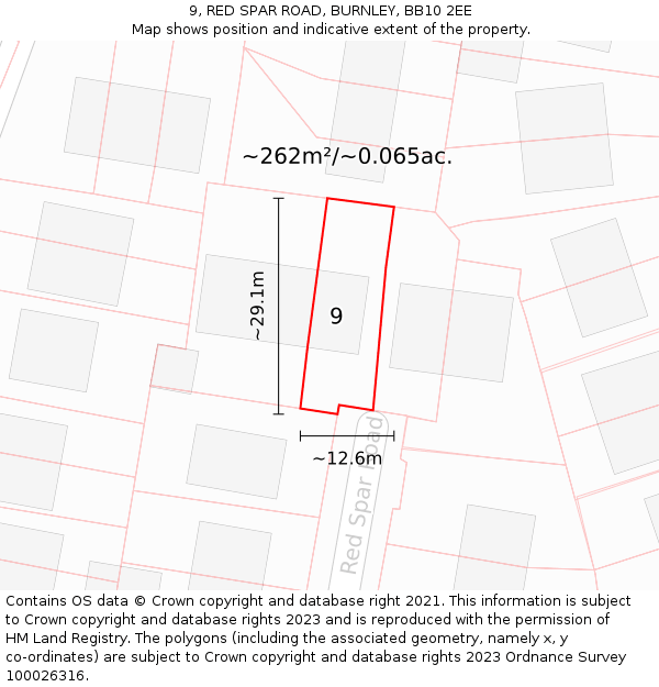 9, RED SPAR ROAD, BURNLEY, BB10 2EE: Plot and title map