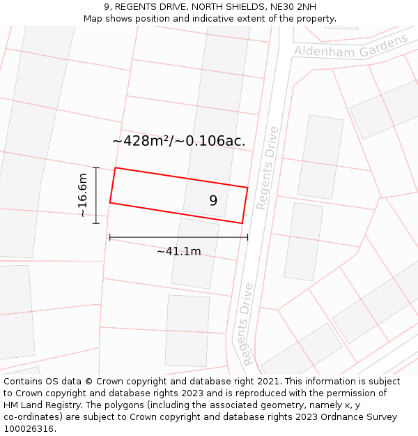 9, REGENTS DRIVE, NORTH SHIELDS, NE30 2NH: Plot and title map