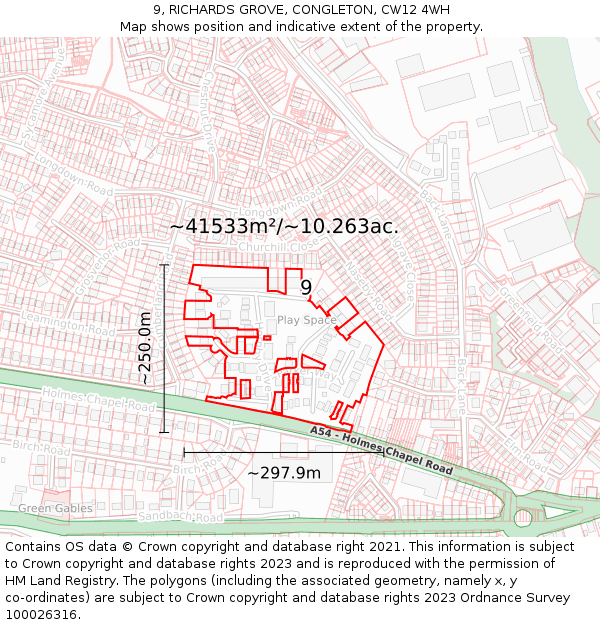 9, RICHARDS GROVE, CONGLETON, CW12 4WH: Plot and title map