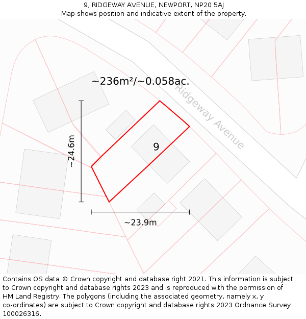 9, RIDGEWAY AVENUE, NEWPORT, NP20 5AJ: Plot and title map