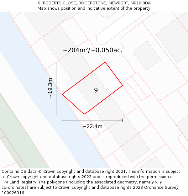9, ROBERTS CLOSE, ROGERSTONE, NEWPORT, NP10 0BA: Plot and title map