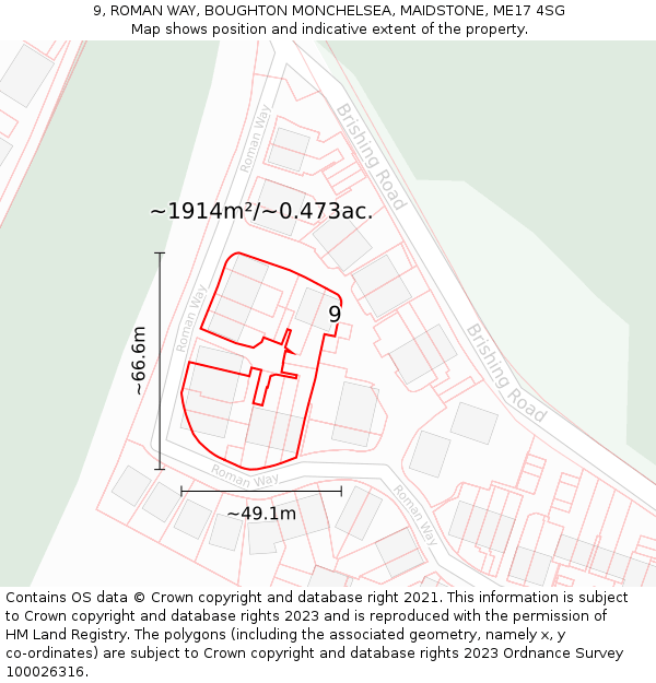9, ROMAN WAY, BOUGHTON MONCHELSEA, MAIDSTONE, ME17 4SG: Plot and title map