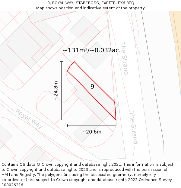 9, ROYAL WAY, STARCROSS, EXETER, EX6 8EQ: Plot and title map