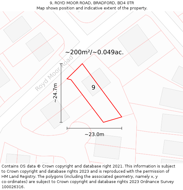9, ROYD MOOR ROAD, BRADFORD, BD4 0TR: Plot and title map