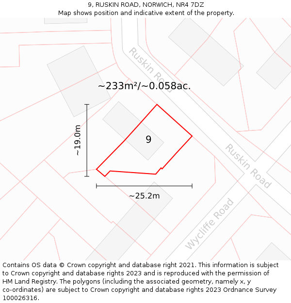 9, RUSKIN ROAD, NORWICH, NR4 7DZ: Plot and title map