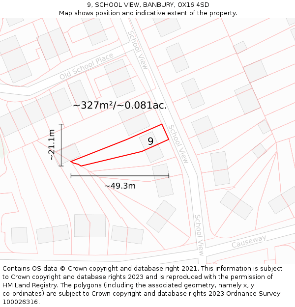 9, SCHOOL VIEW, BANBURY, OX16 4SD: Plot and title map