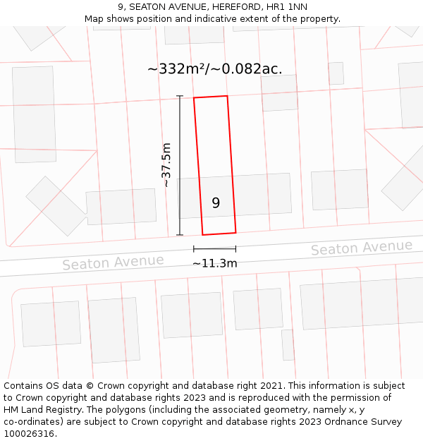 9, SEATON AVENUE, HEREFORD, HR1 1NN: Plot and title map