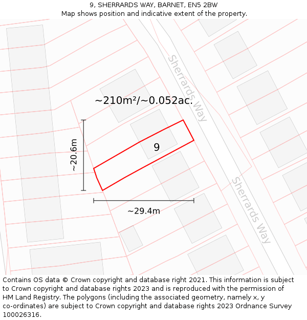 9, SHERRARDS WAY, BARNET, EN5 2BW: Plot and title map