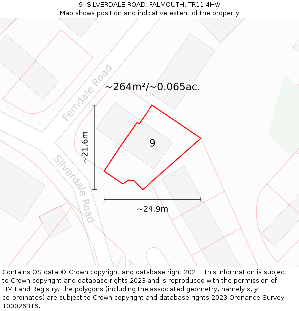 9, SILVERDALE ROAD, FALMOUTH, TR11 4HW: Plot and title map