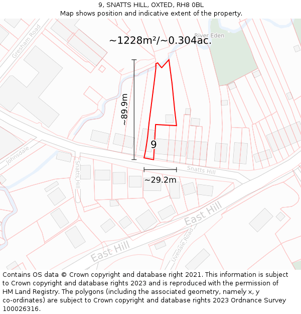 9, SNATTS HILL, OXTED, RH8 0BL: Plot and title map