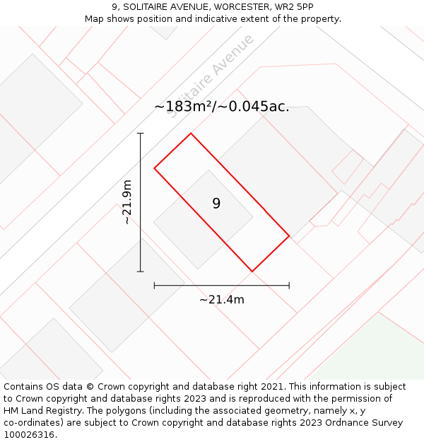 9, SOLITAIRE AVENUE, WORCESTER, WR2 5PP: Plot and title map