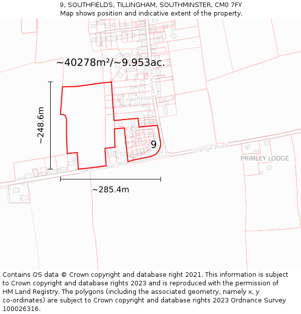 9, SOUTHFIELDS, TILLINGHAM, SOUTHMINSTER, CM0 7FY: Plot and title map