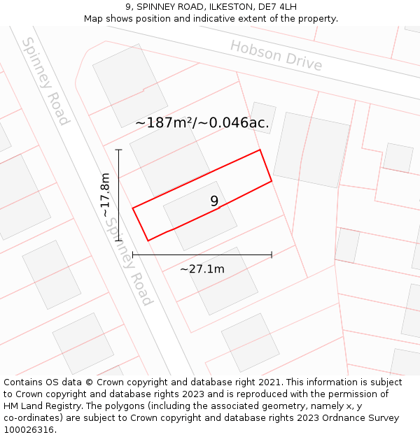 9, SPINNEY ROAD, ILKESTON, DE7 4LH: Plot and title map