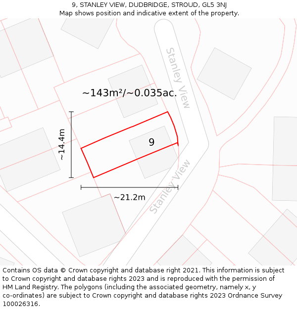 9, STANLEY VIEW, DUDBRIDGE, STROUD, GL5 3NJ: Plot and title map