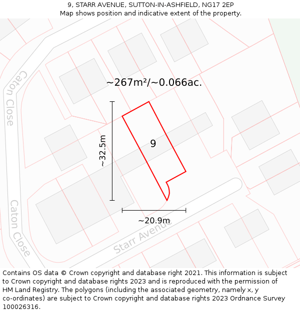 9, STARR AVENUE, SUTTON-IN-ASHFIELD, NG17 2EP: Plot and title map