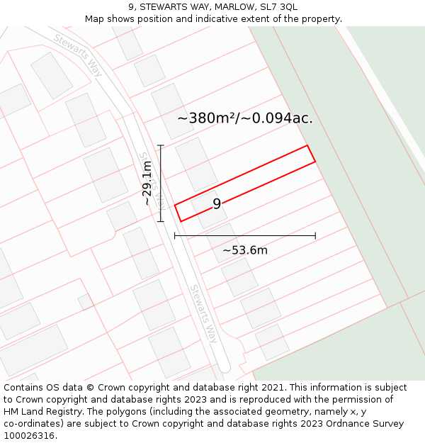 9, STEWARTS WAY, MARLOW, SL7 3QL: Plot and title map