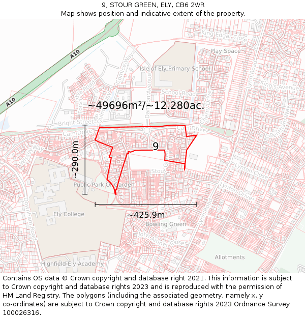 9, STOUR GREEN, ELY, CB6 2WR: Plot and title map