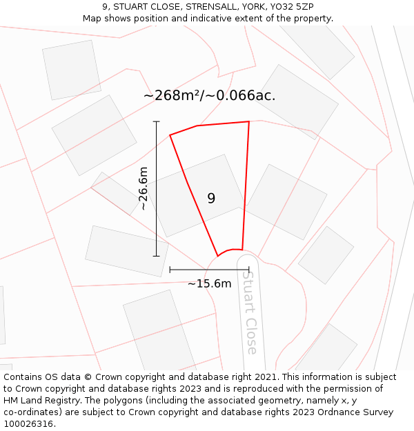 9, STUART CLOSE, STRENSALL, YORK, YO32 5ZP: Plot and title map