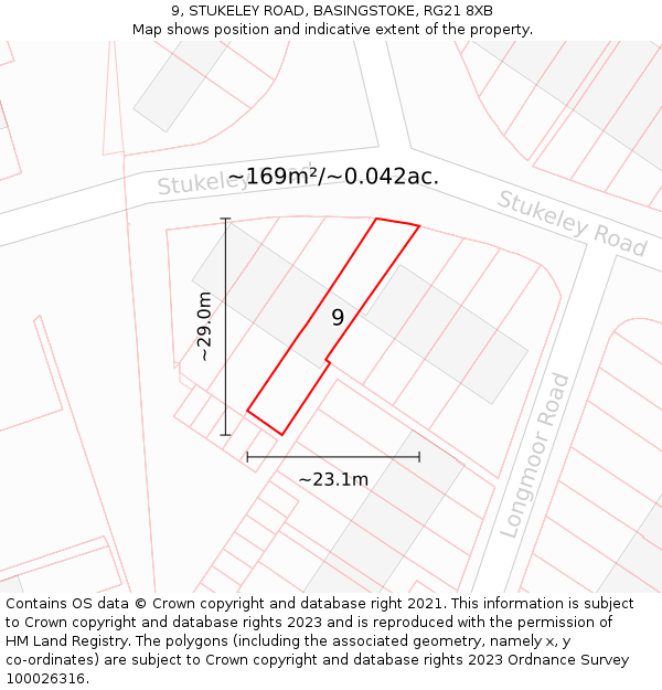 9, STUKELEY ROAD, BASINGSTOKE, RG21 8XB: Plot and title map