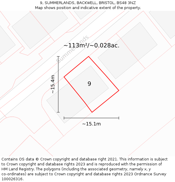 9, SUMMERLANDS, BACKWELL, BRISTOL, BS48 3NZ: Plot and title map