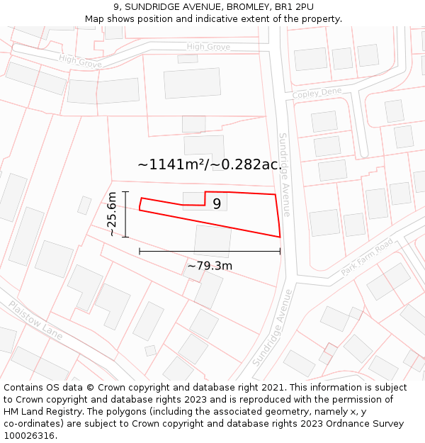 9, SUNDRIDGE AVENUE, BROMLEY, BR1 2PU: Plot and title map