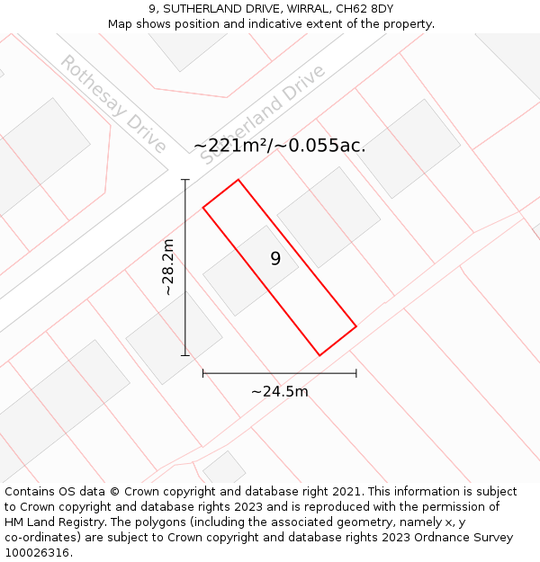 9, SUTHERLAND DRIVE, WIRRAL, CH62 8DY: Plot and title map
