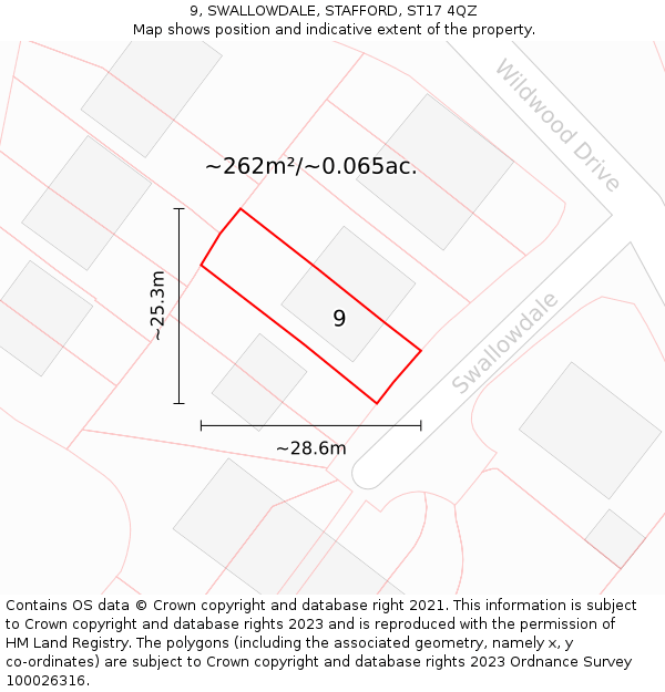 9, SWALLOWDALE, STAFFORD, ST17 4QZ: Plot and title map